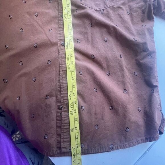 Prana Men's Broderick Slim Fit Short Sleeve Button-down Shirt Brown XXL - Picture 7 of 8